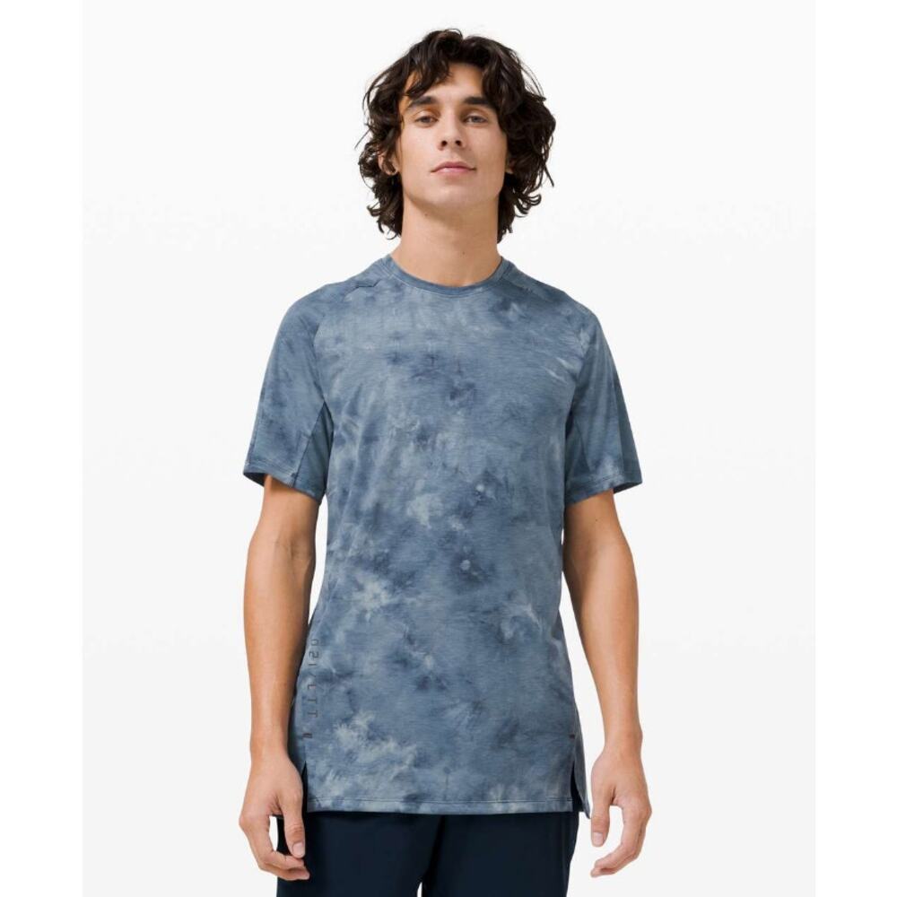 Lululemon Always Agile Short Sleeve Diamond Dye True Navy Chambray Men L $68